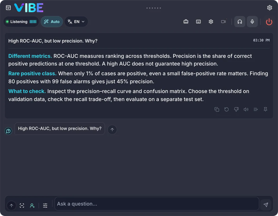 Vibe Interview answering a production machine-learning question